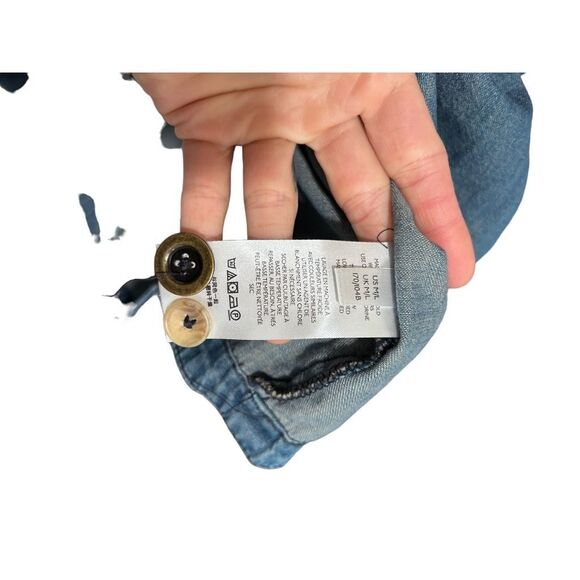 Anthropologie Pilcro Button Front Removable Hood Denim Kimono Jacket Blue Medium - Picture 8 of 12